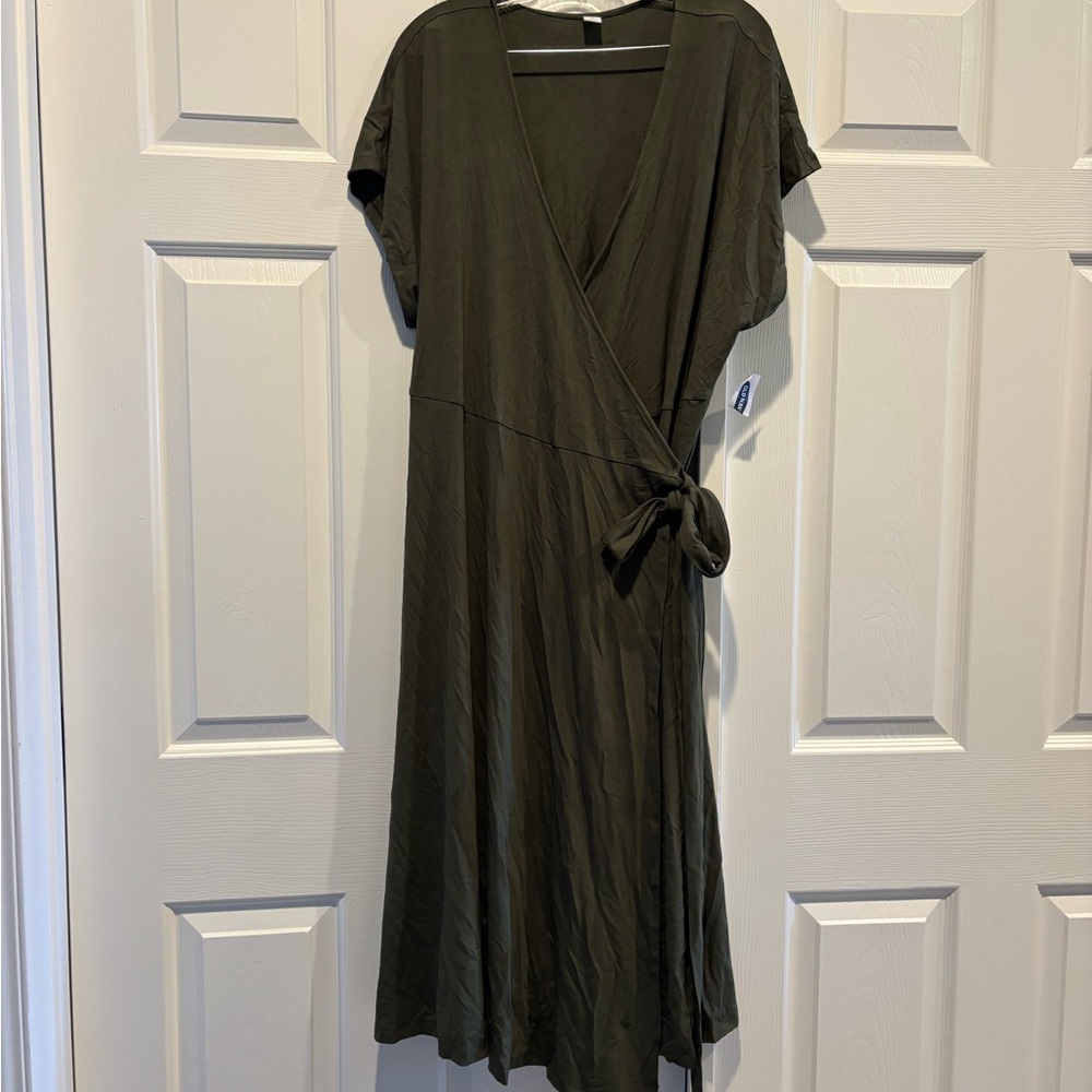 Flattering Olive Wrap Dress